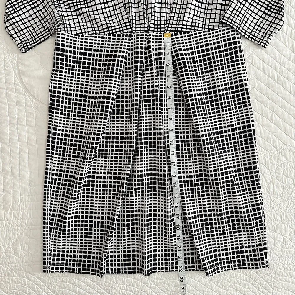 J. McLaughlin Catalina Cloth Mia Dress Black White Mod Matrix Women’s XL - Picture 4 of 10